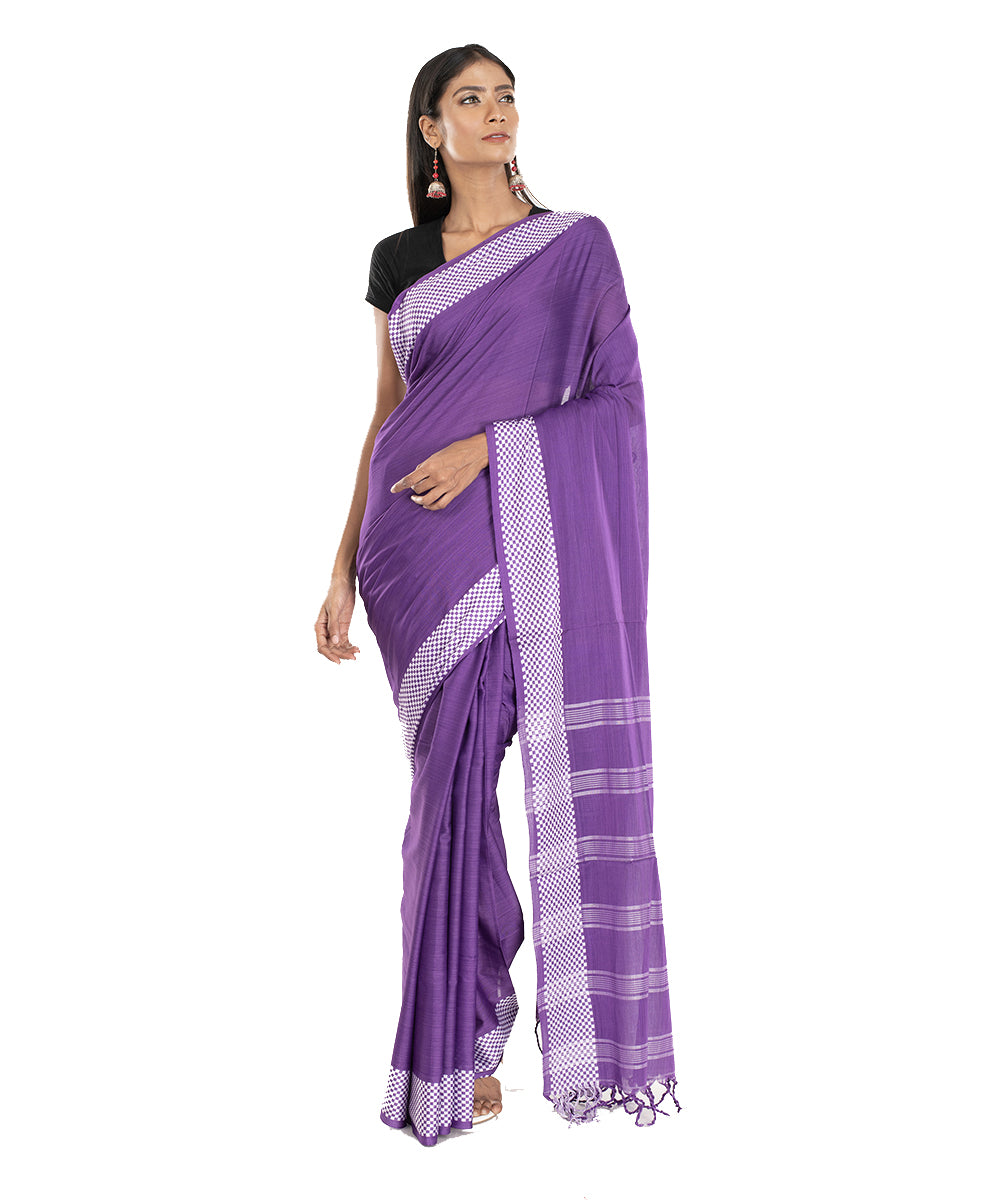 Purple handloom tangail bengal cotton saree