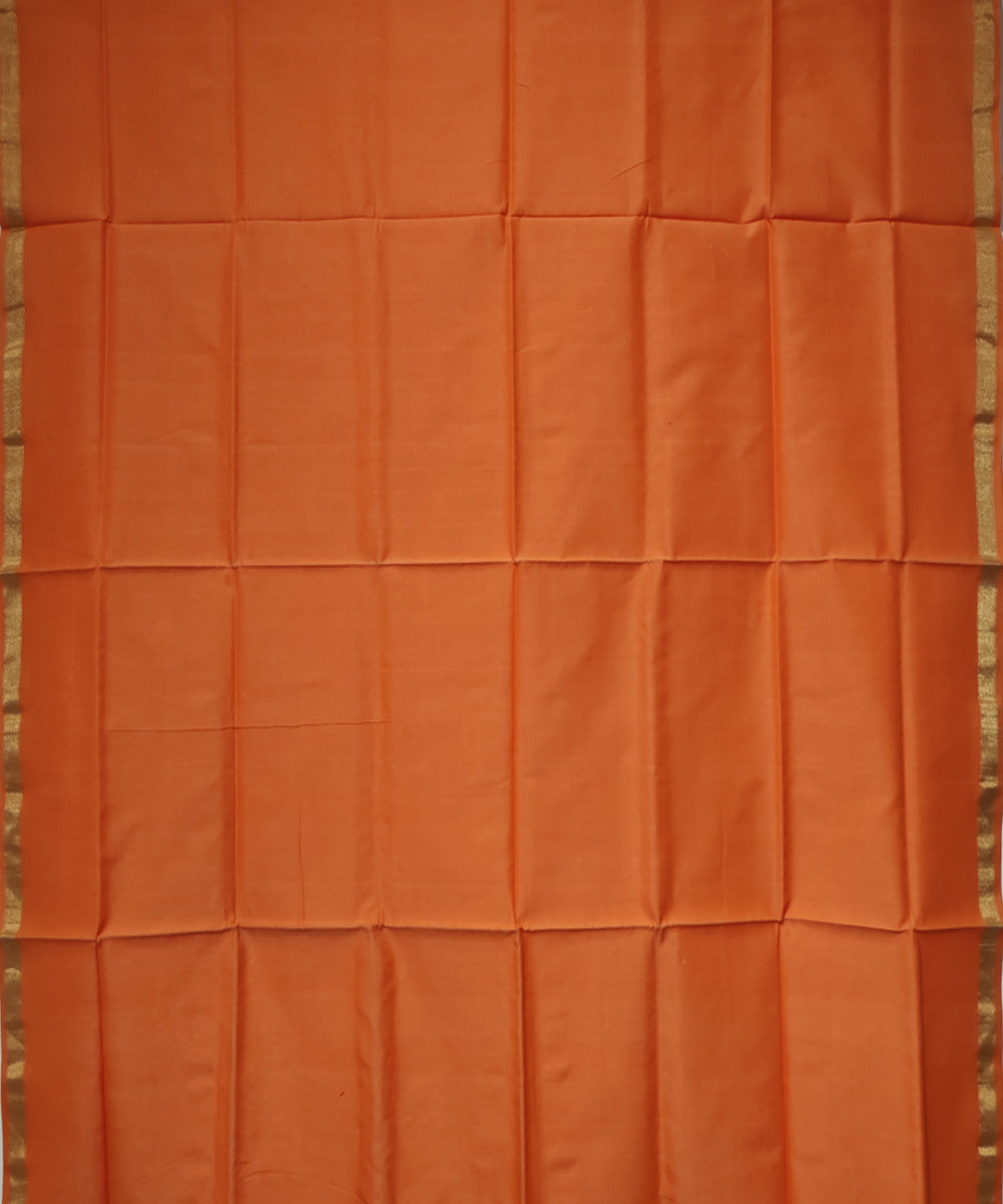 2pc Orange light green handloom maheshwari cotton silk dress material
