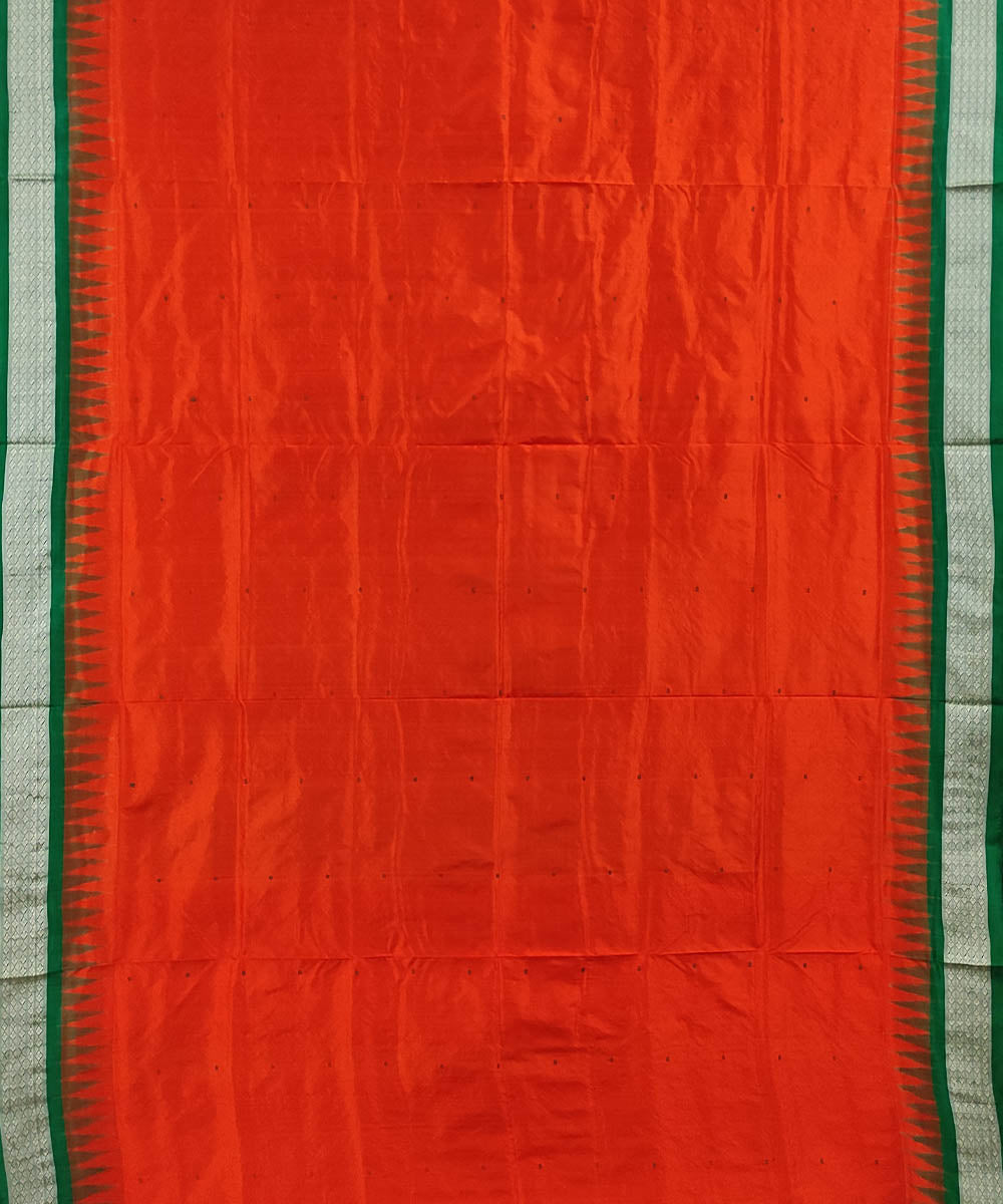 Red green handwoven silk bomkai saree