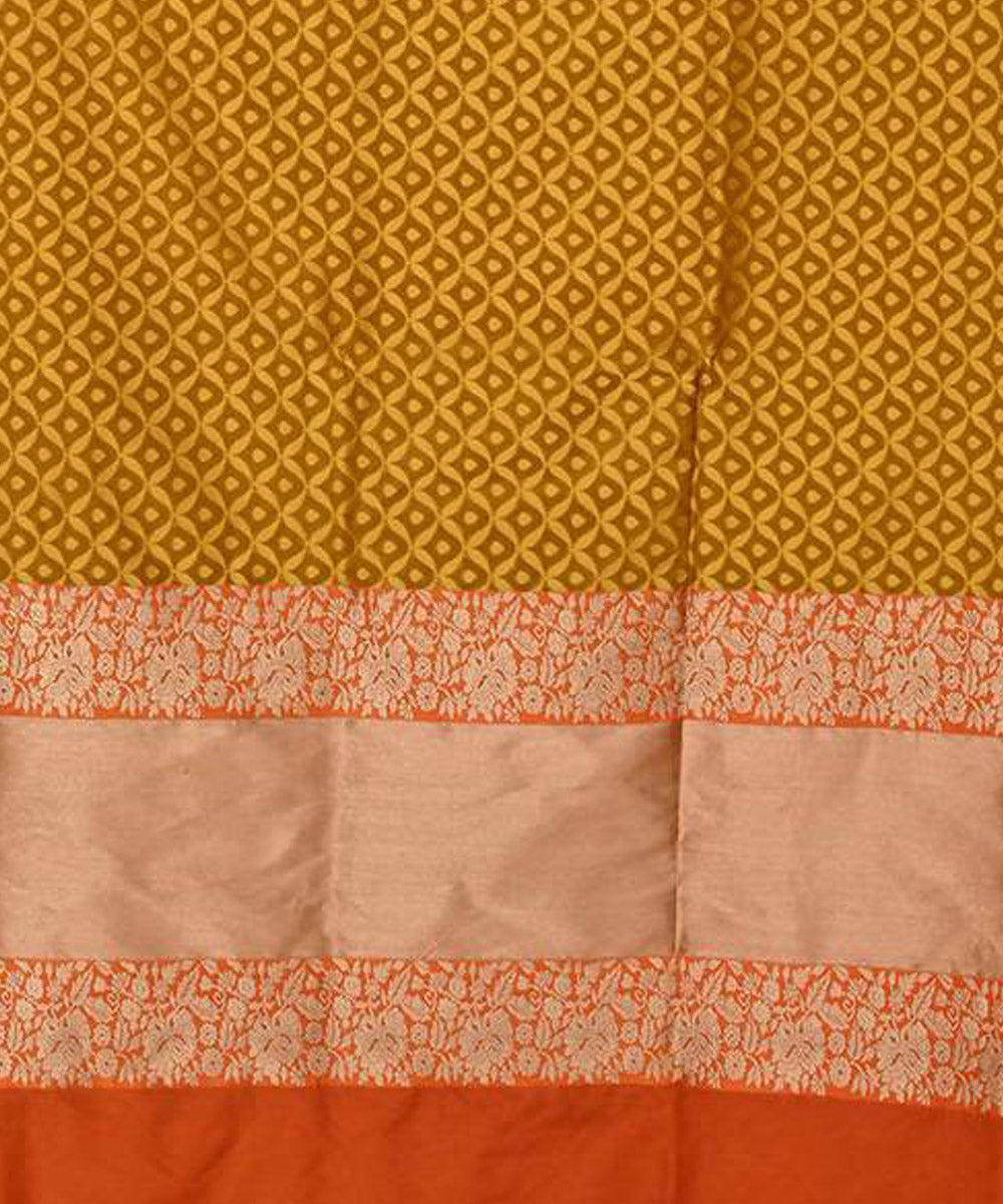 Mustard handwoven katan silk pure banarasi saree with pure zari work