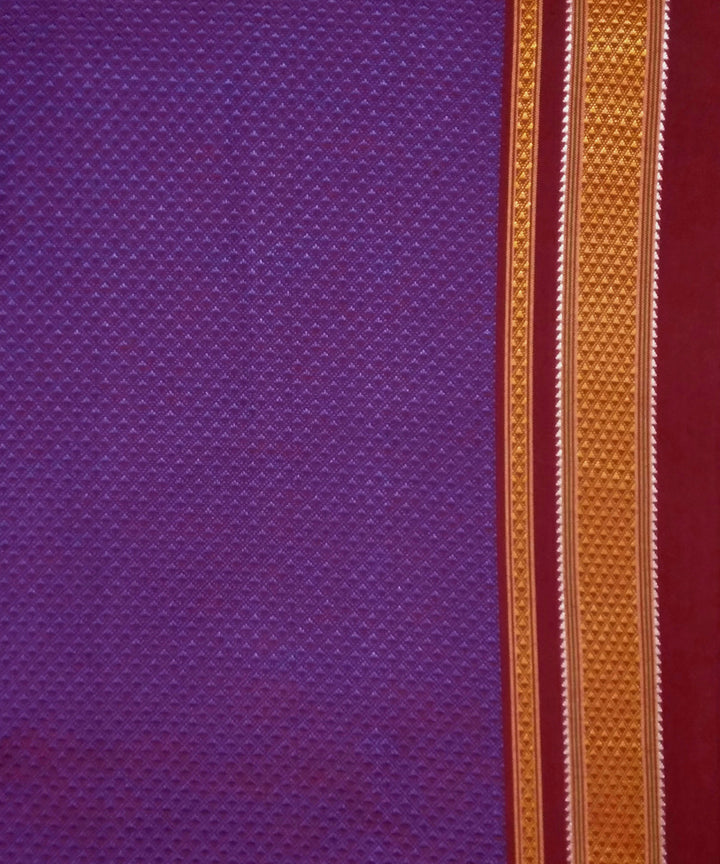 Purple handloom cotton art silk khun fabric