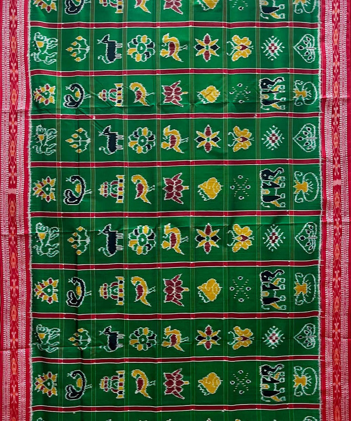 Light green red silk handwoven khandua nabakothi saree