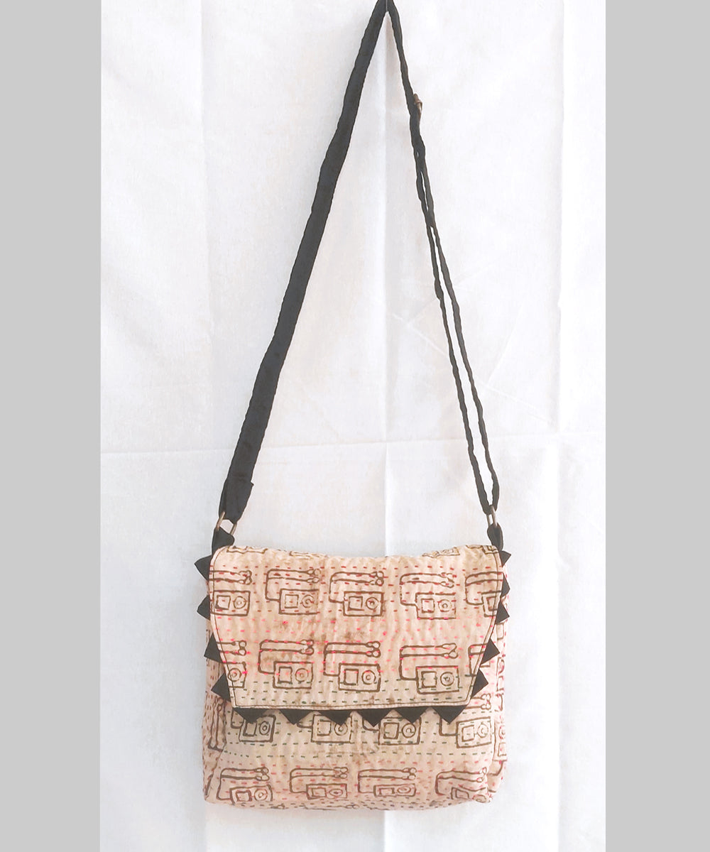 Light brown handcrafted boho sling bag