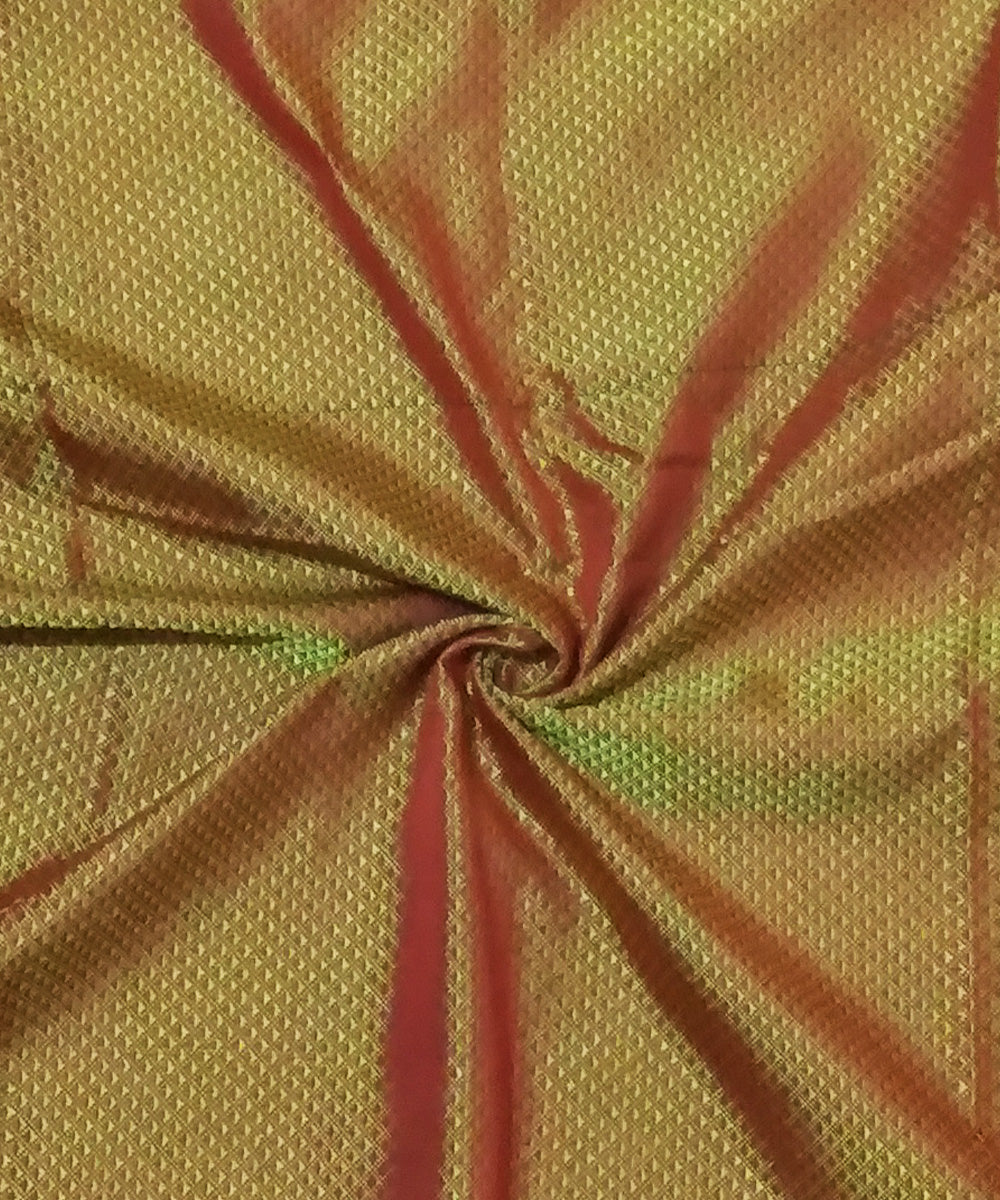 Golden maroon handwoven cotton art silk khun fabric