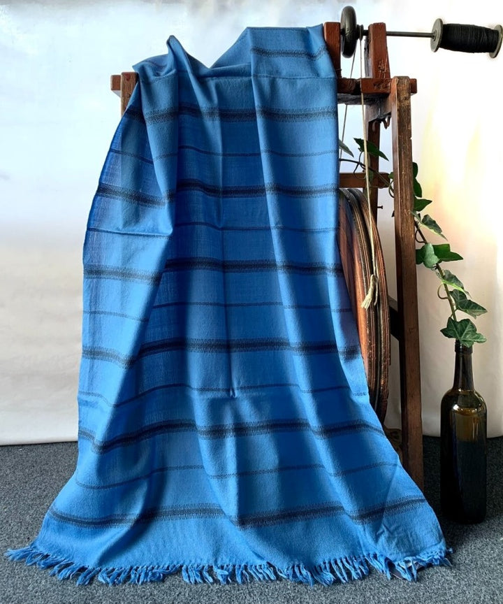 Blue handwoven woolen stole