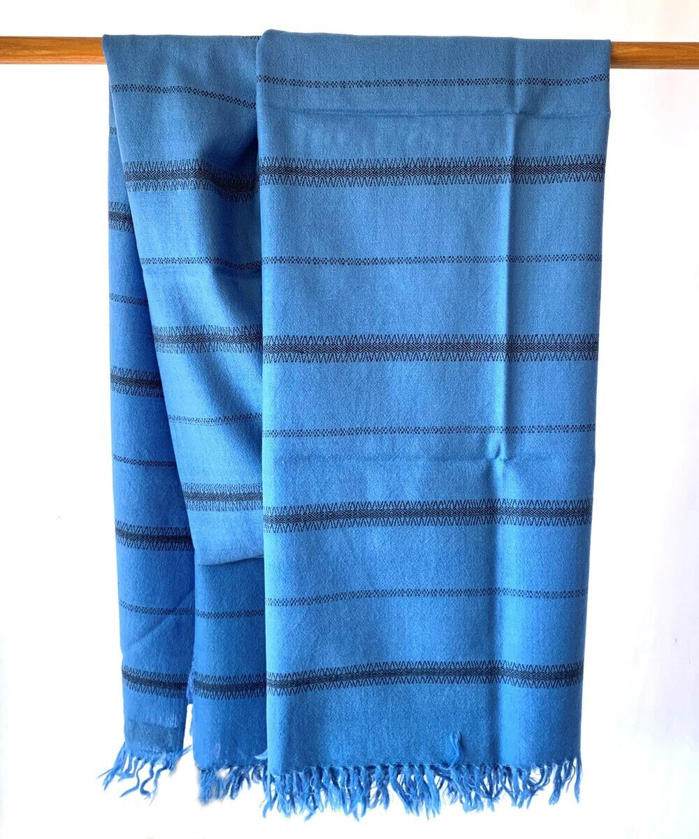 Blue handwoven woolen stole