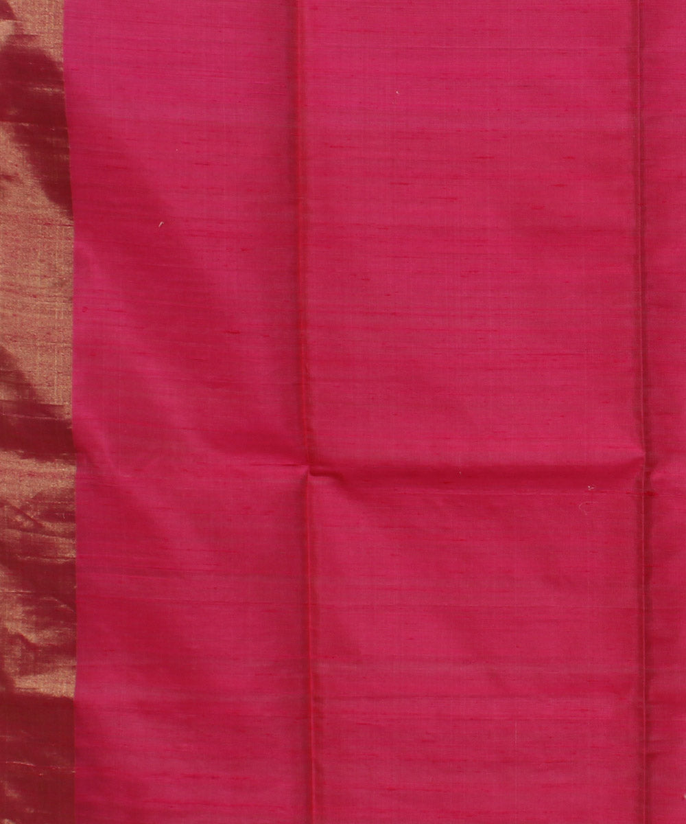 Cream pink stripes handwoven Karnataka silk saree