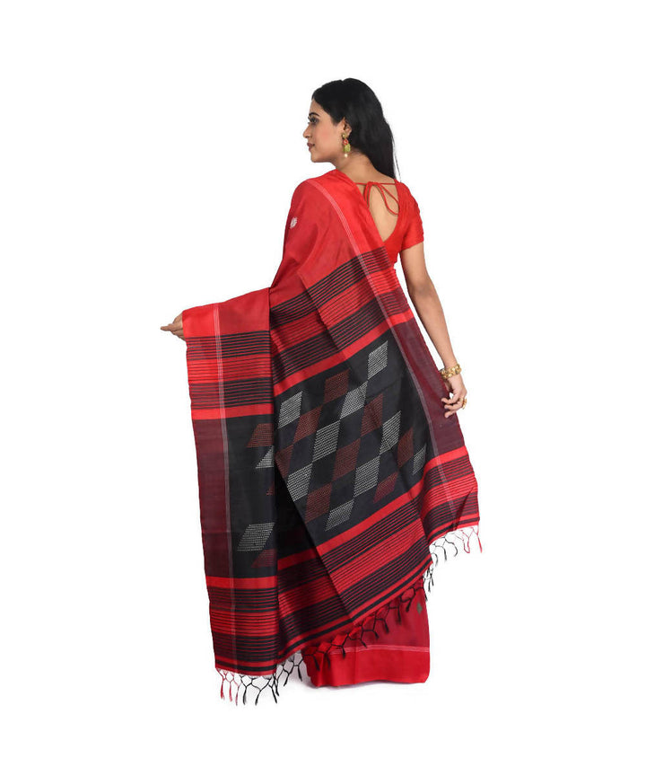 Red Bengal handloom silk saree