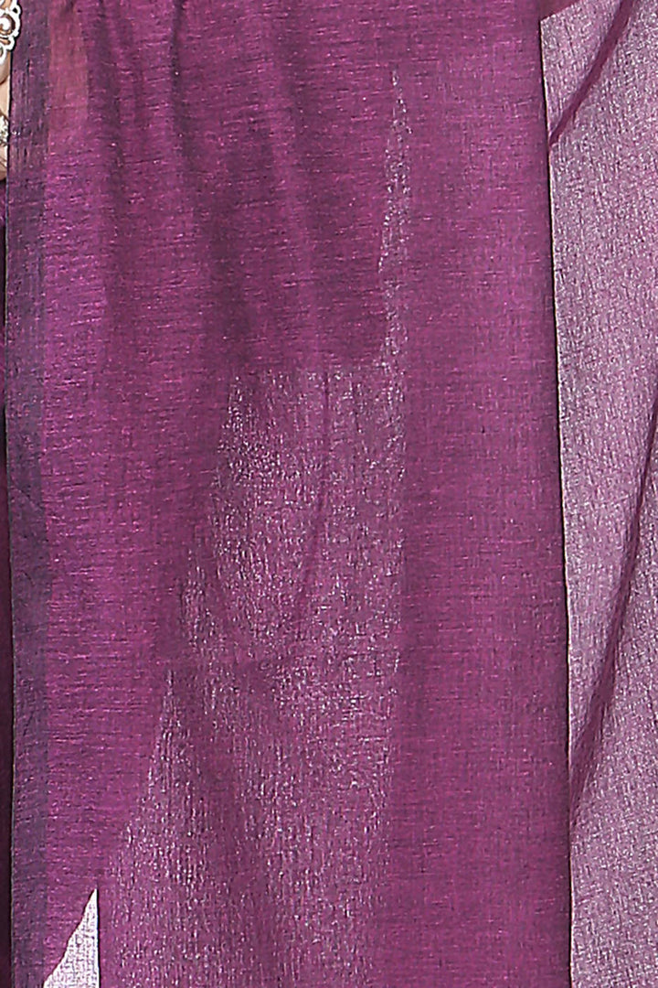 Handloom bengal magenta purple soft cotton saree
