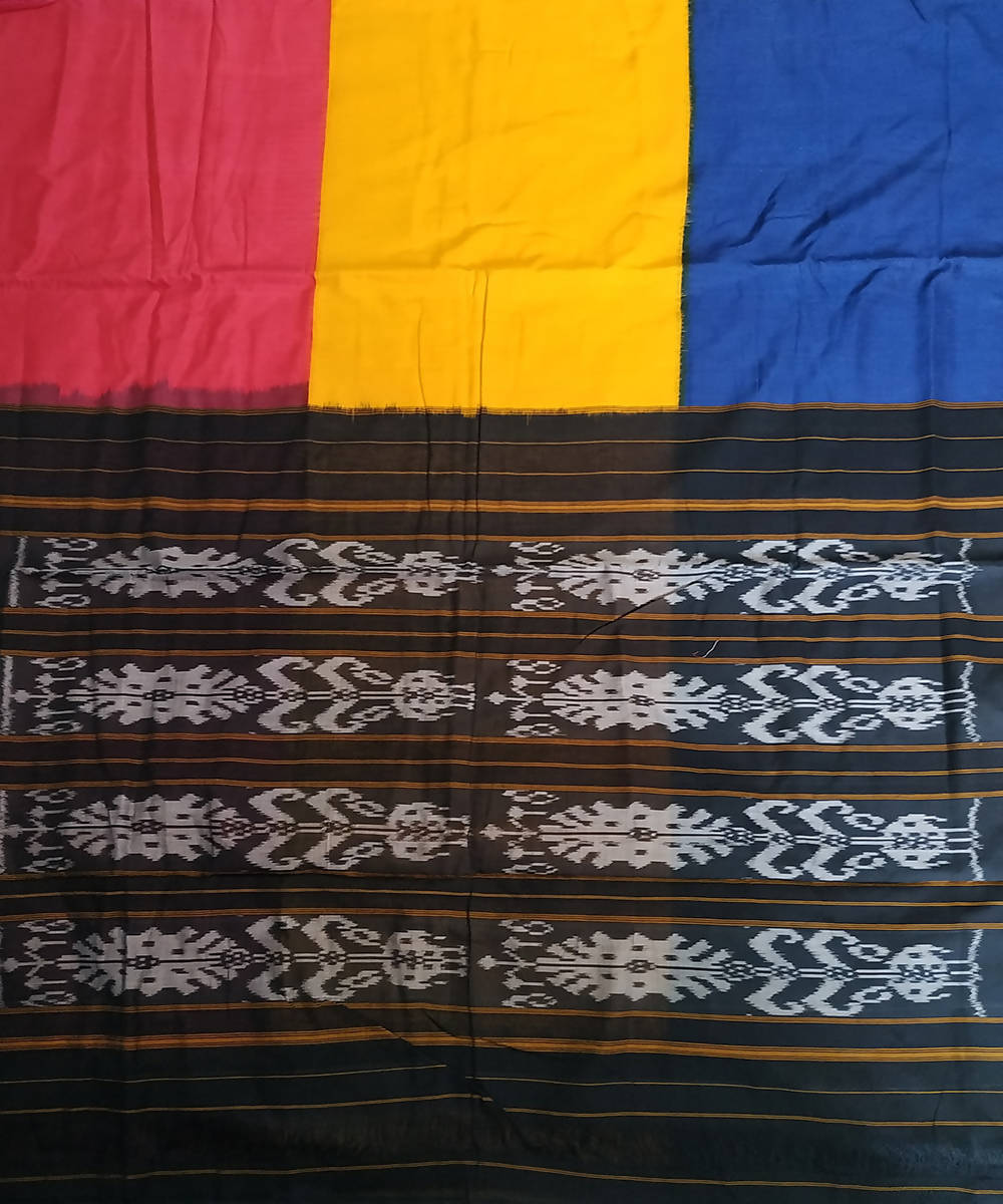 Multicolor cotton ikkat handloom pochampally saree