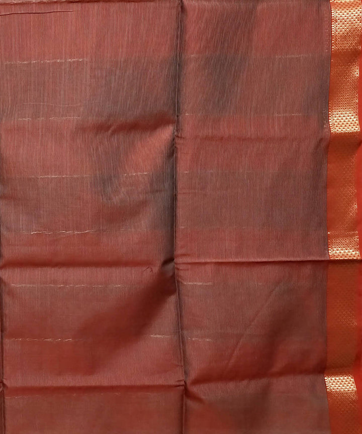 Grey green and red handloom cotton silk maheshwari saree