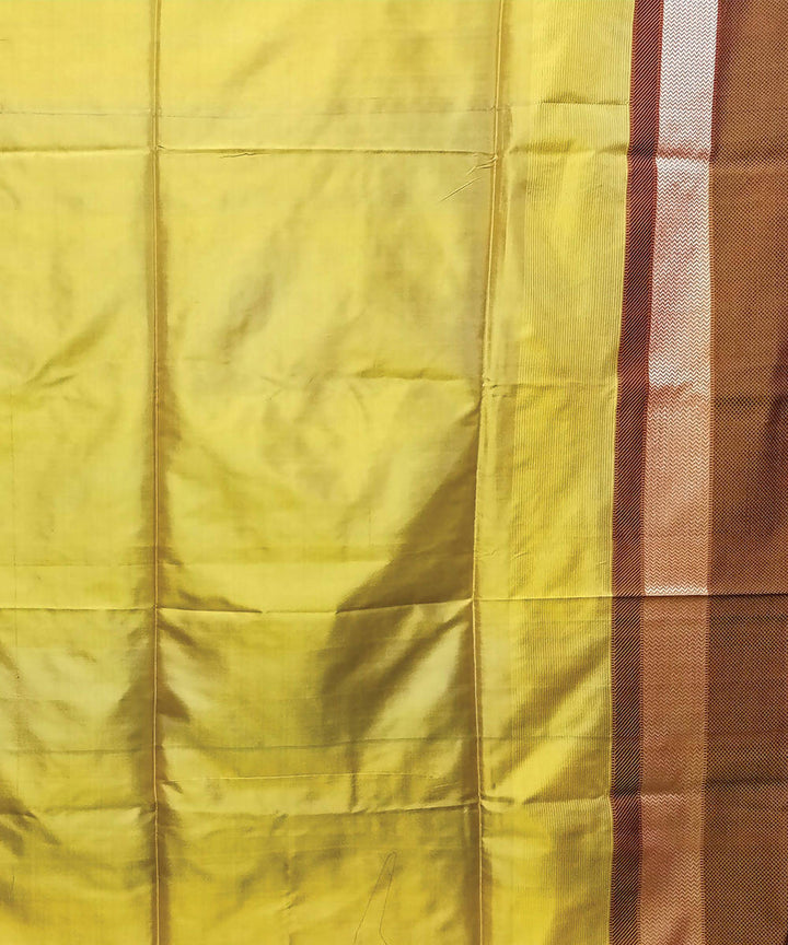 Light yellow handloom cotton silk maheshwari saree