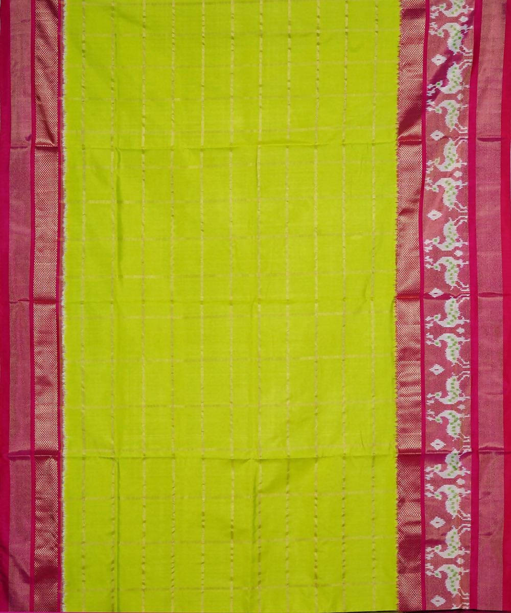 Lime green handwoven ikkat silk pochampally saree