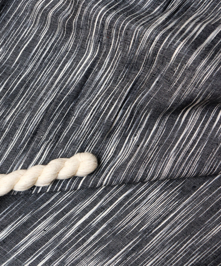 Black white handspun handwoven cotton fabric