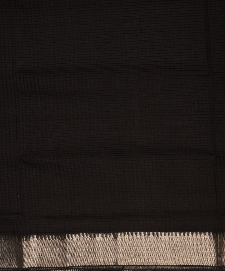 Black silver big border cotton handwoven mangalagiri saree