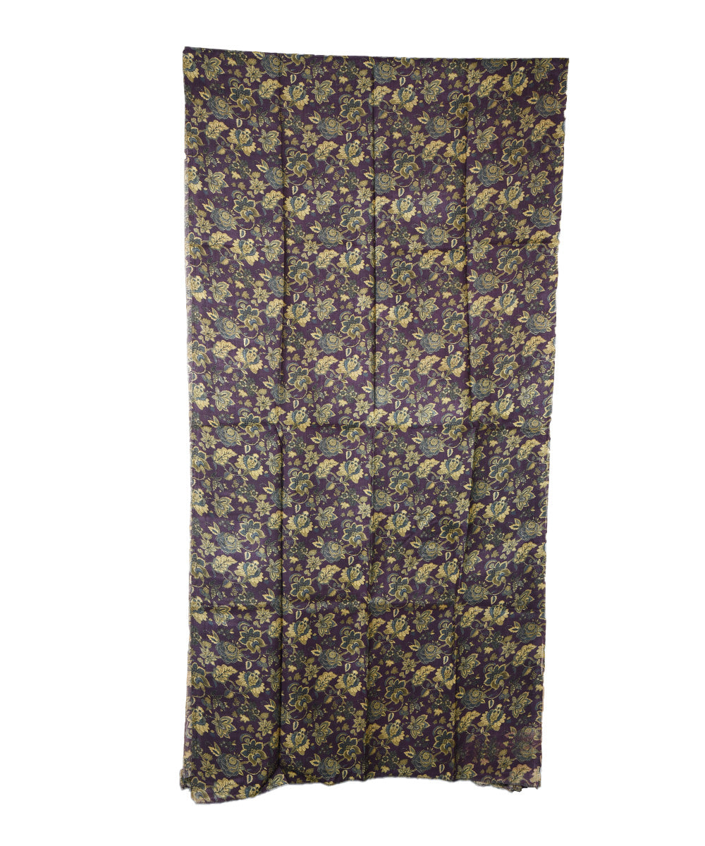 3m Purple handwoven and printed tussar silk kurta material