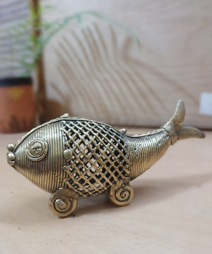 Dhokra brass handcrafted net fish decor