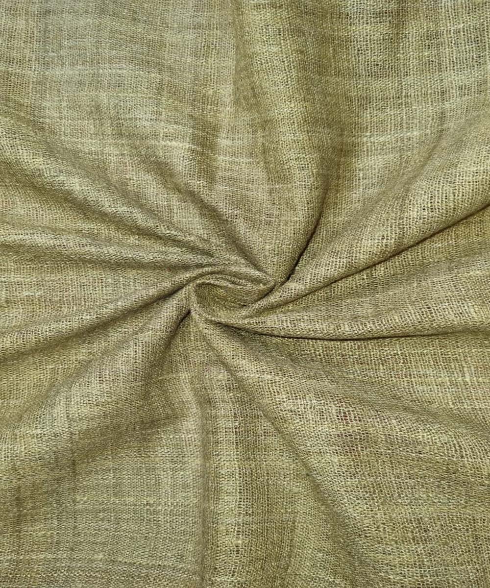 Olive green natural dye handwoven eri silk assam fabric
