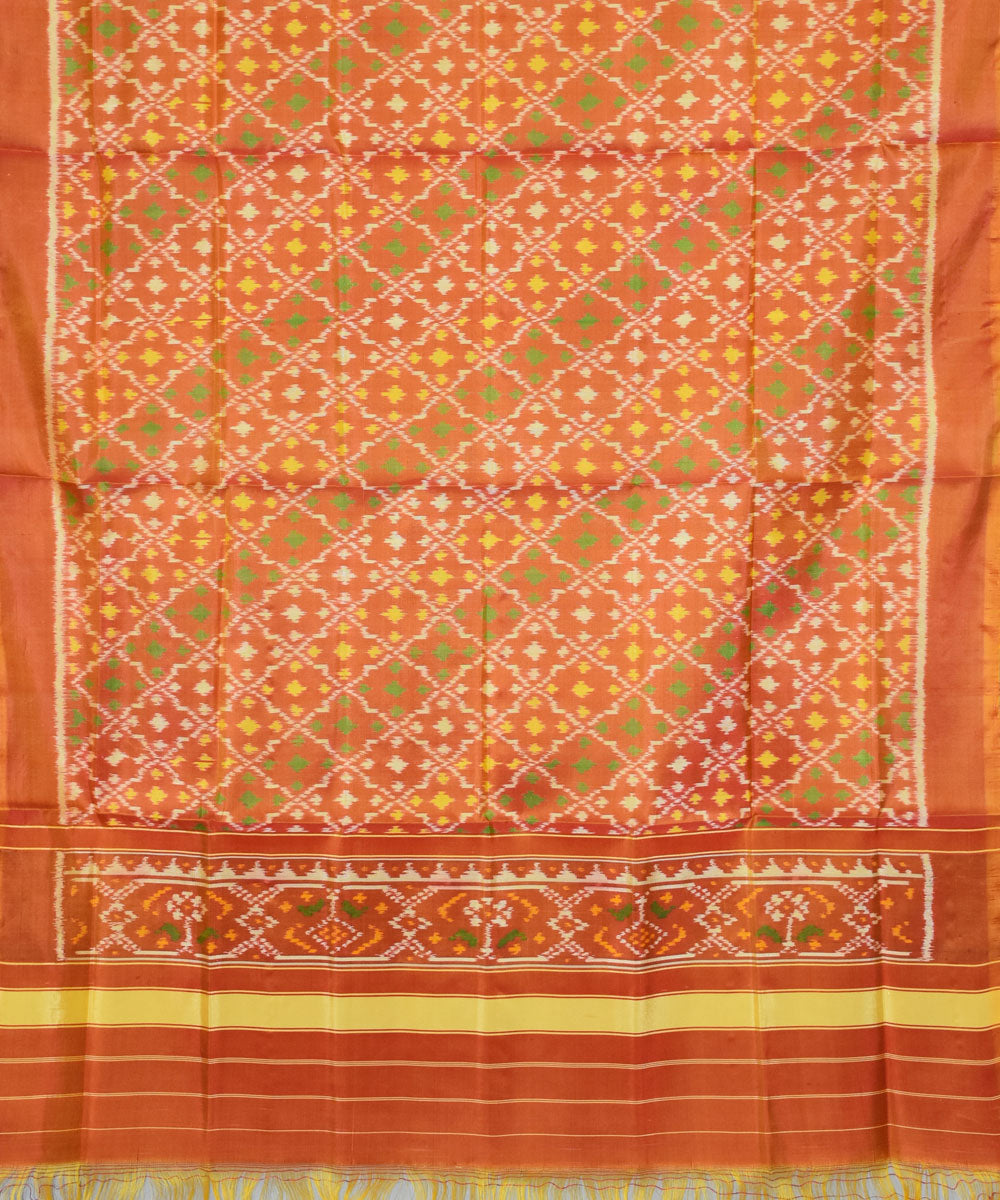Orange handwoven patola silk dupatta