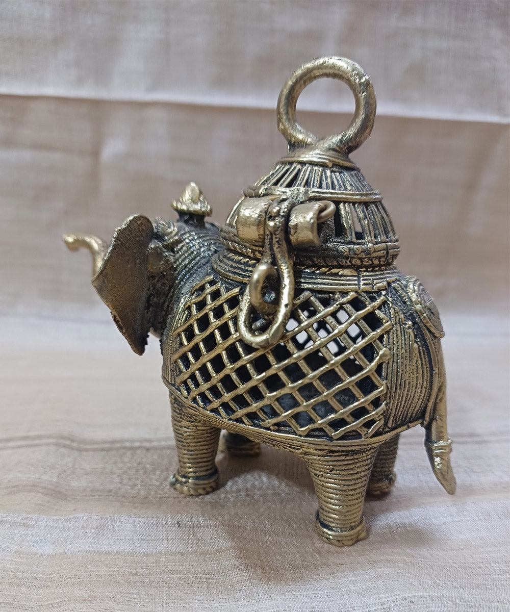 Dhokra brass handcrafted elephant coin box decor