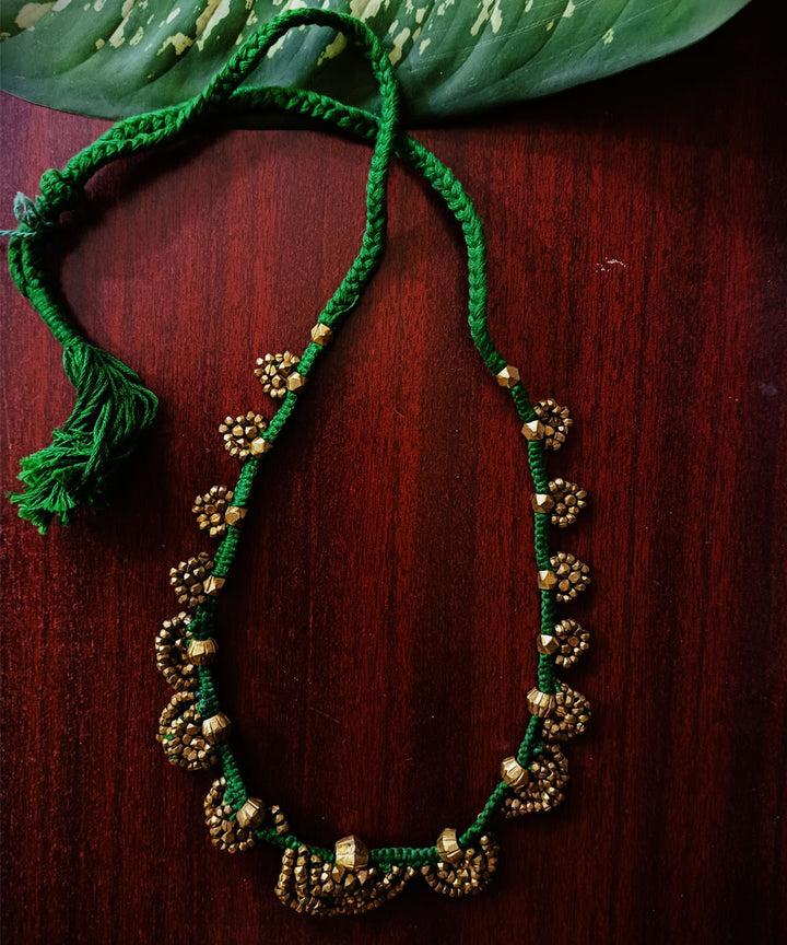 Lime green handcrafted dokra necklace