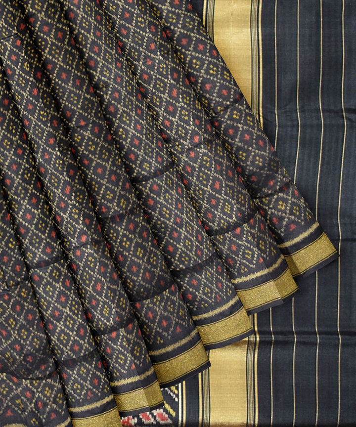 Black handwoven patola silk saree