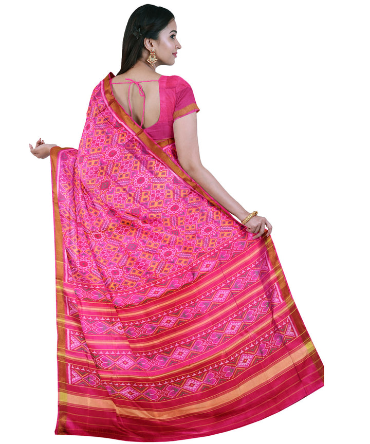 Pink handloom silk patola saree