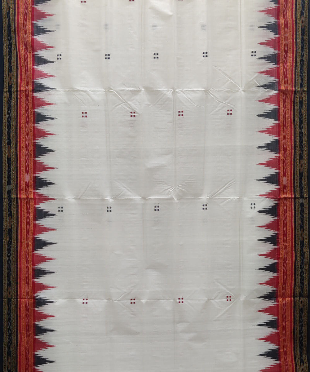 White with red black silk handwoven khandua saree