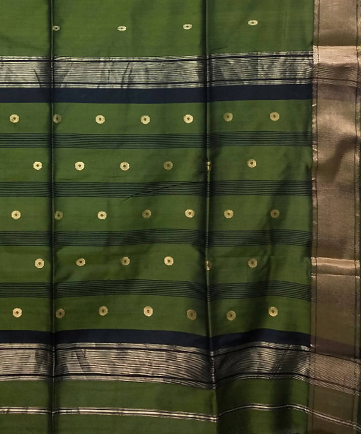 Juniper green handloom cotton silk maheshwari saree