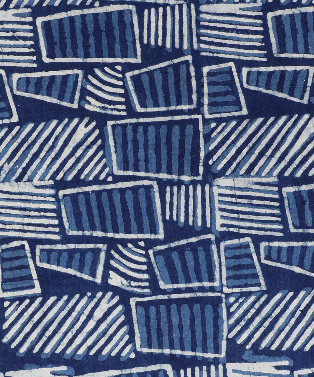 2.5m Blue indigo handblock printed cotton kurta material