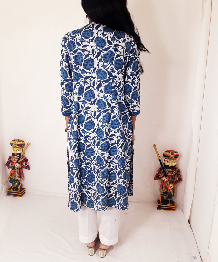 Indigo dyed hand block print cotton kurti