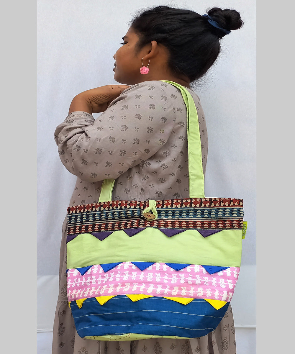 Green and multicolor handcrafted bag