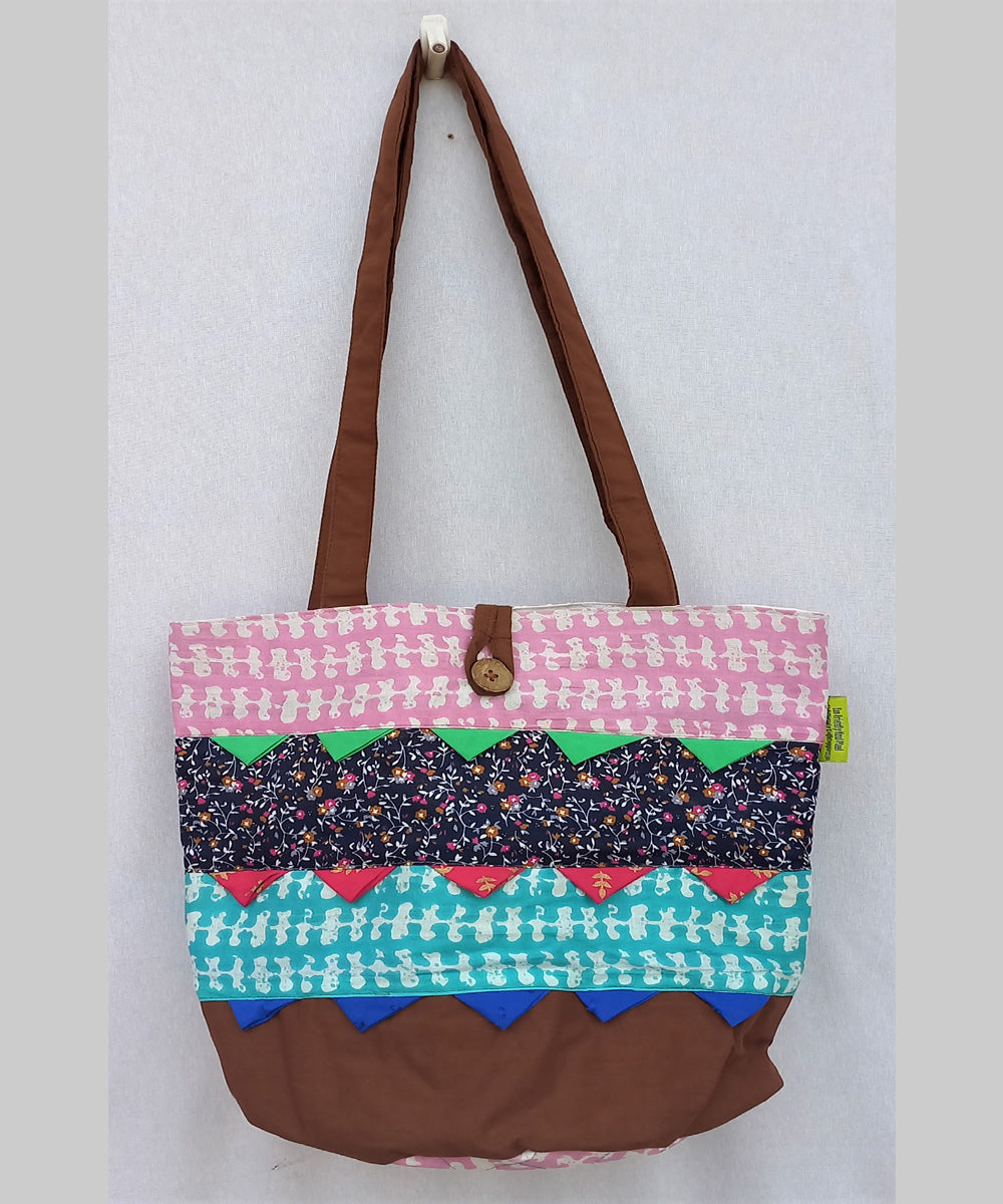 Brown and multicolor handcrafted potli bag