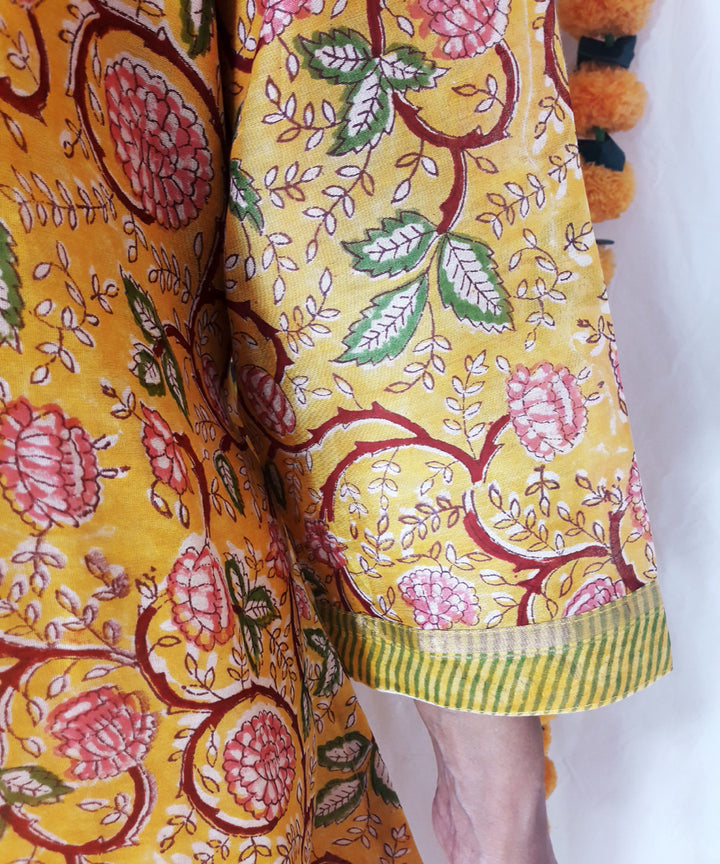 3pc yellow batik dyed chanderi suit set