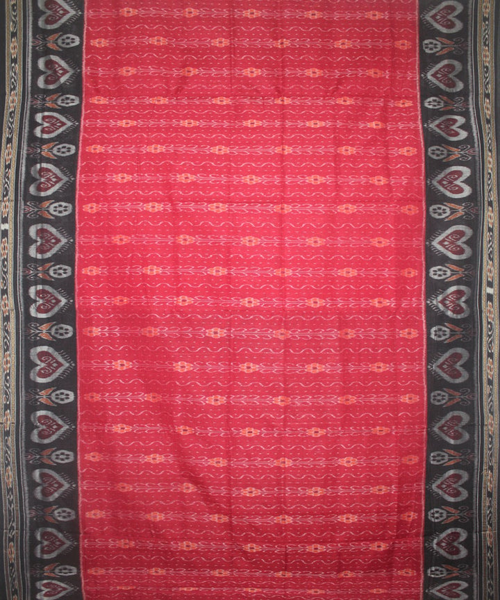 Handwoven Nuapatna Ikat Cotton Saree in Maroon and Black