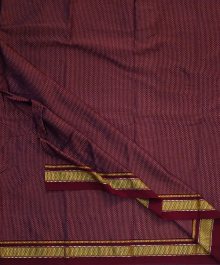 Maroon handwoven cotton art silk khun fabric