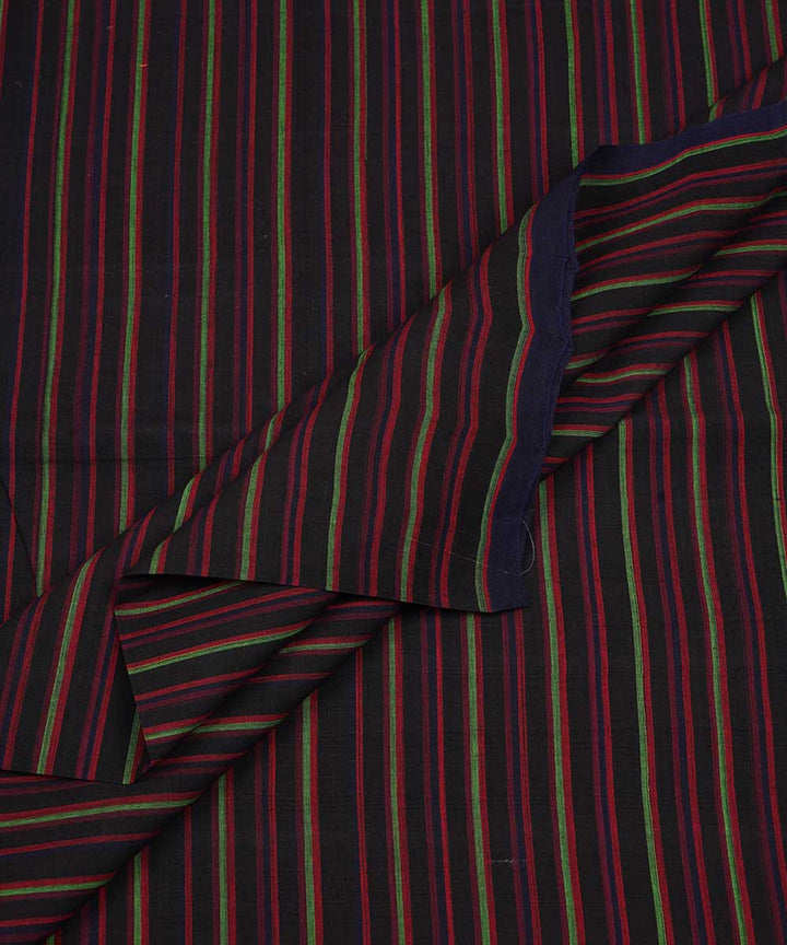 0.7m Black multicolor handwoven stripe cotton mangalagiri fabric