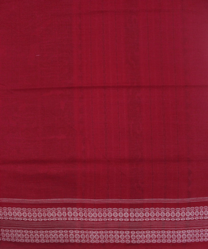 Handwoven Sambalpuri Ikat Cotton Saree in Coffee and Red