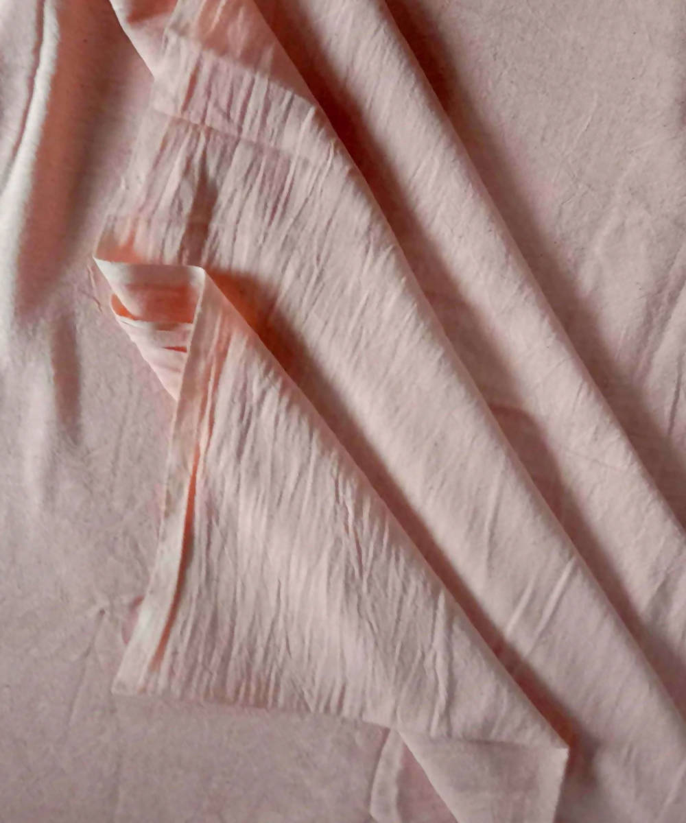 Light orange handspun handwoven cotton fabric (2.5m per qty)