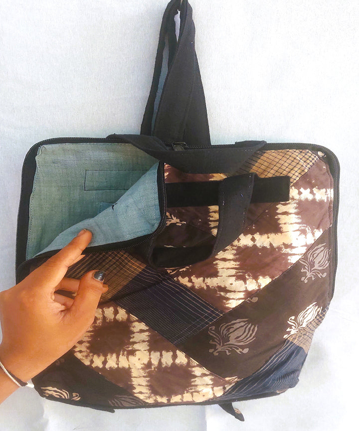 Black brown handcrafted backpack