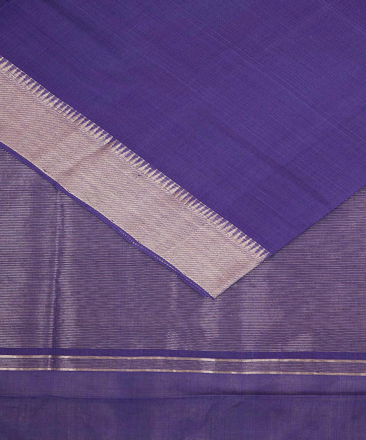 Lavender blue silver big border cotton handwoven mangalagiri saree