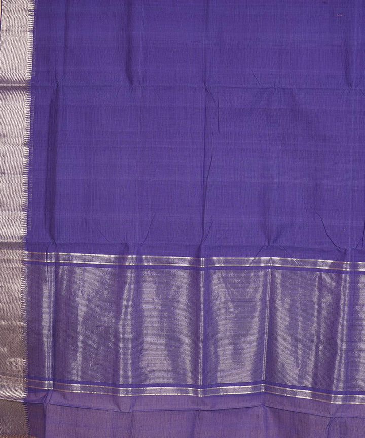 Lavender blue silver big border cotton handwoven mangalagiri saree