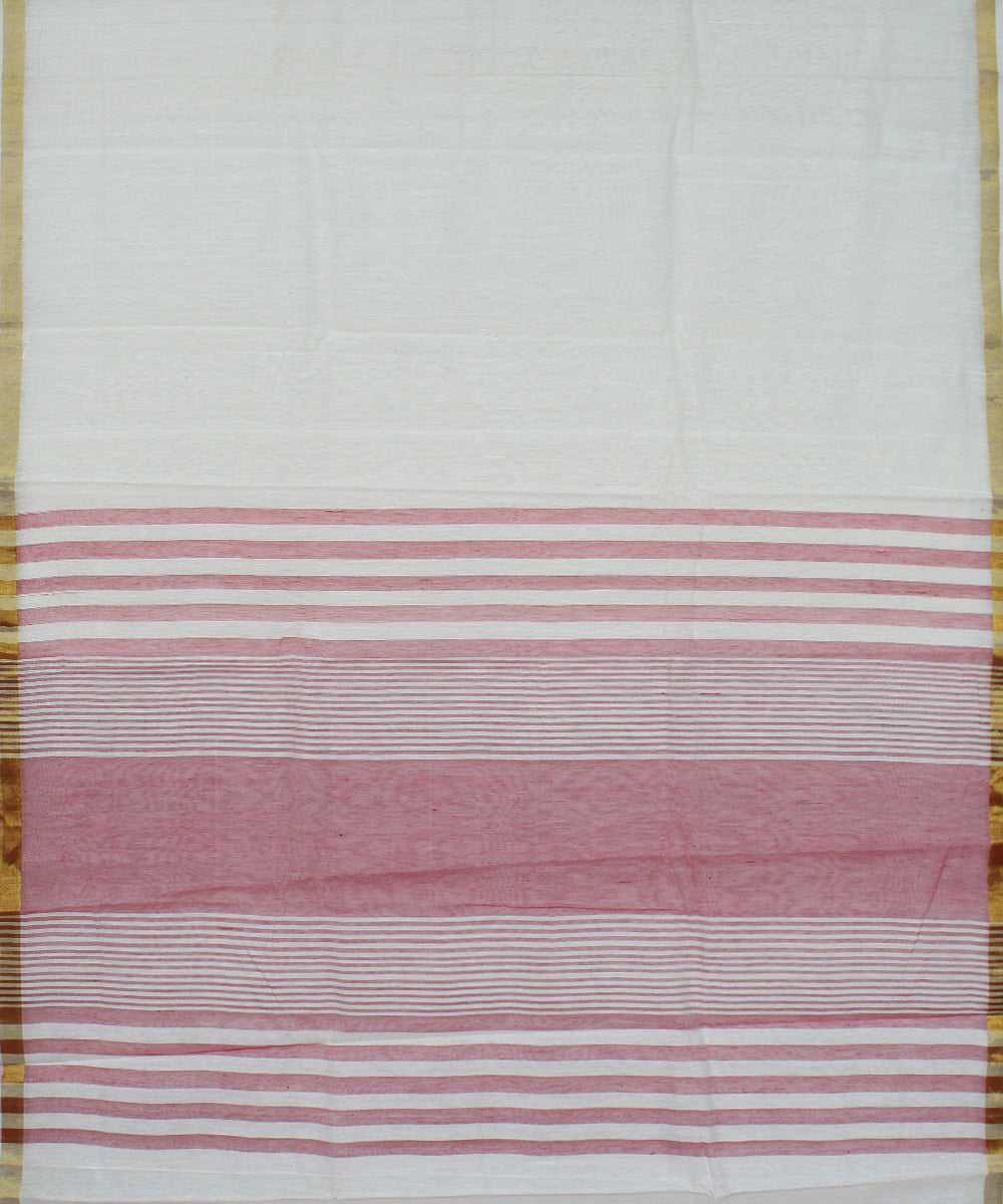 White light pink cotton karnataka handwoven saree