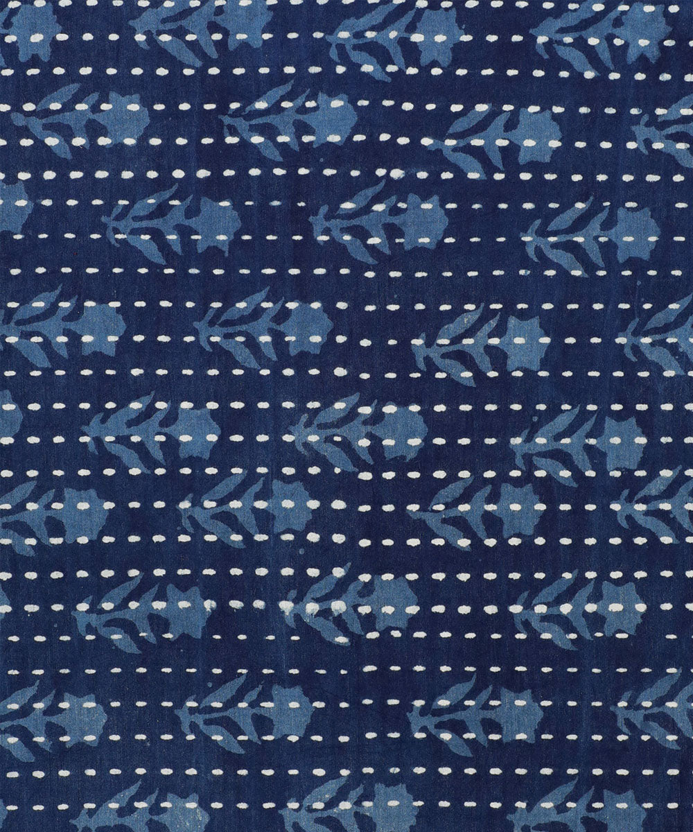 2.5m Indigo blue hand block print cotton kurta material