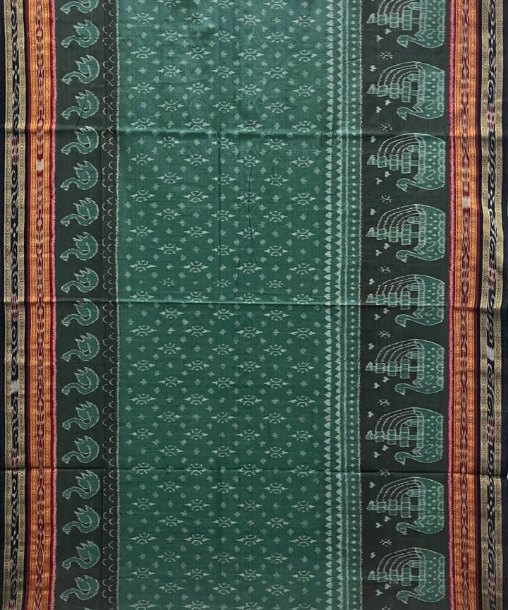 Light green black cotton handwoven nuapatna saree