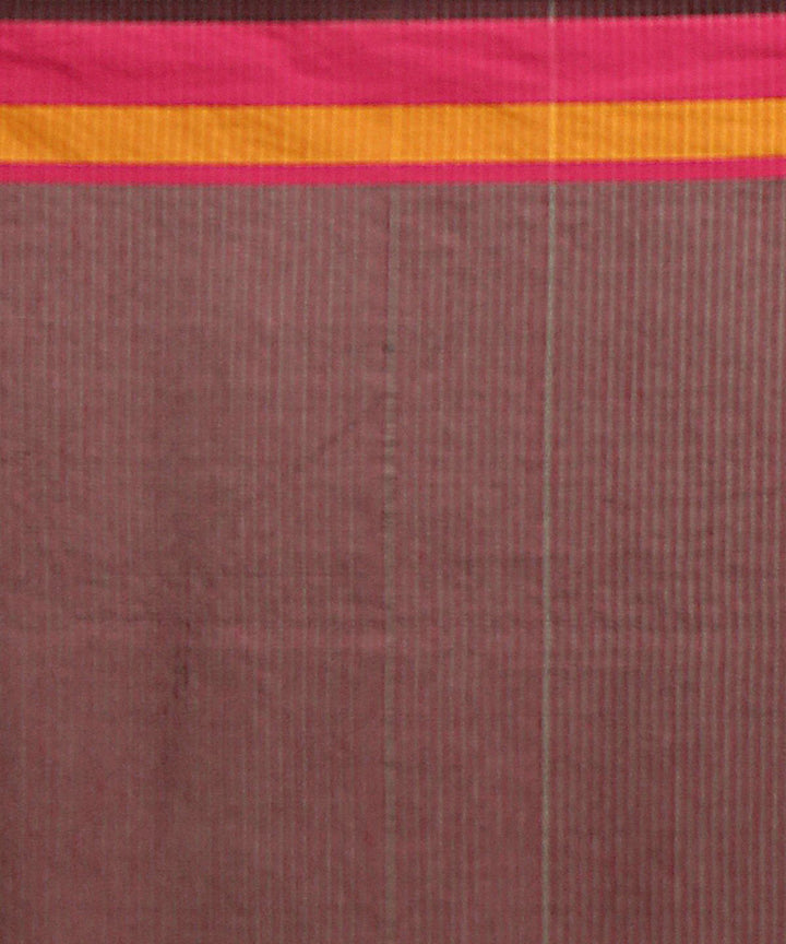 Grey red handwoven begumpuri cotton bengal saree