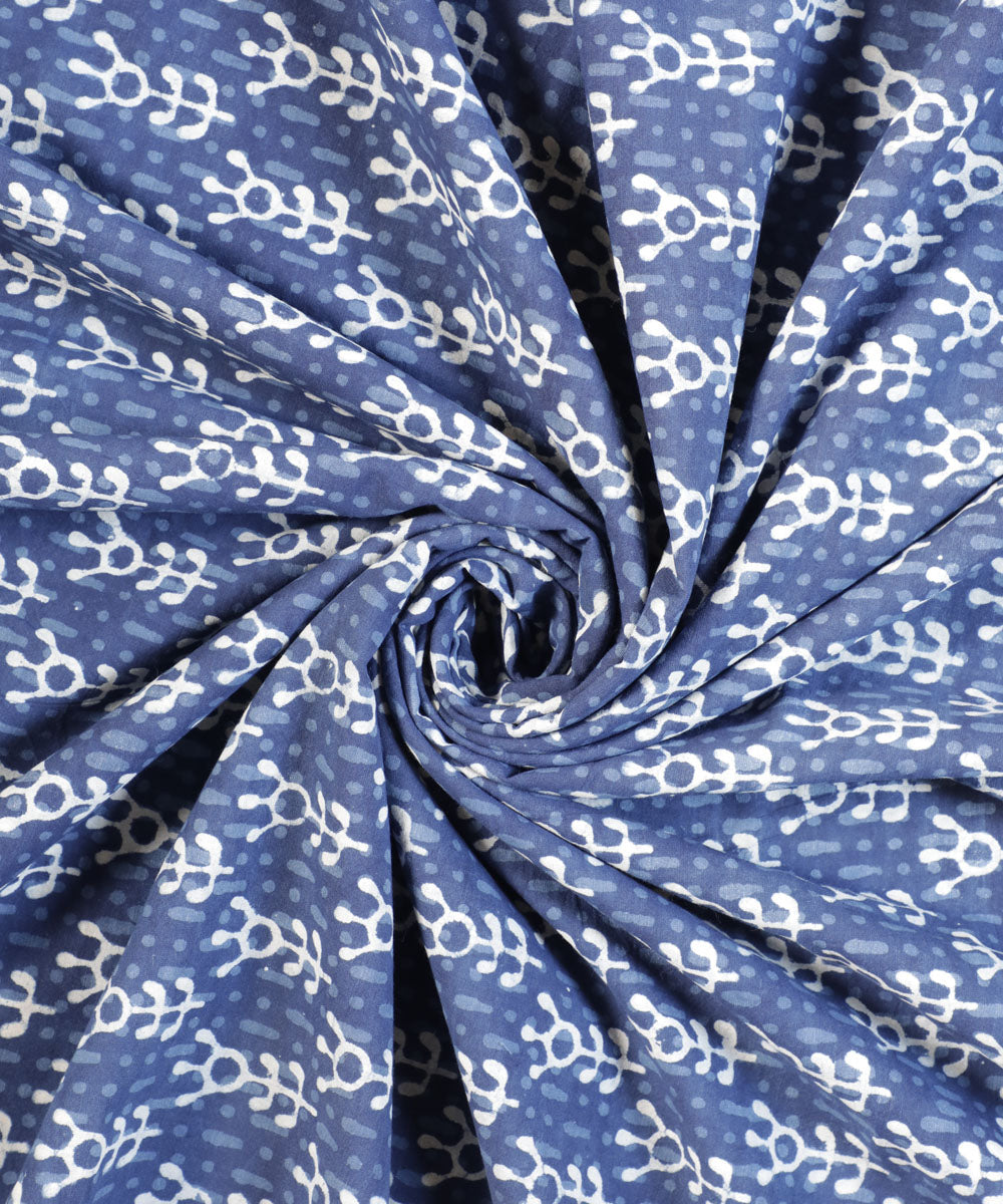 2.5m Indigo blue handblock print cotton kurta material