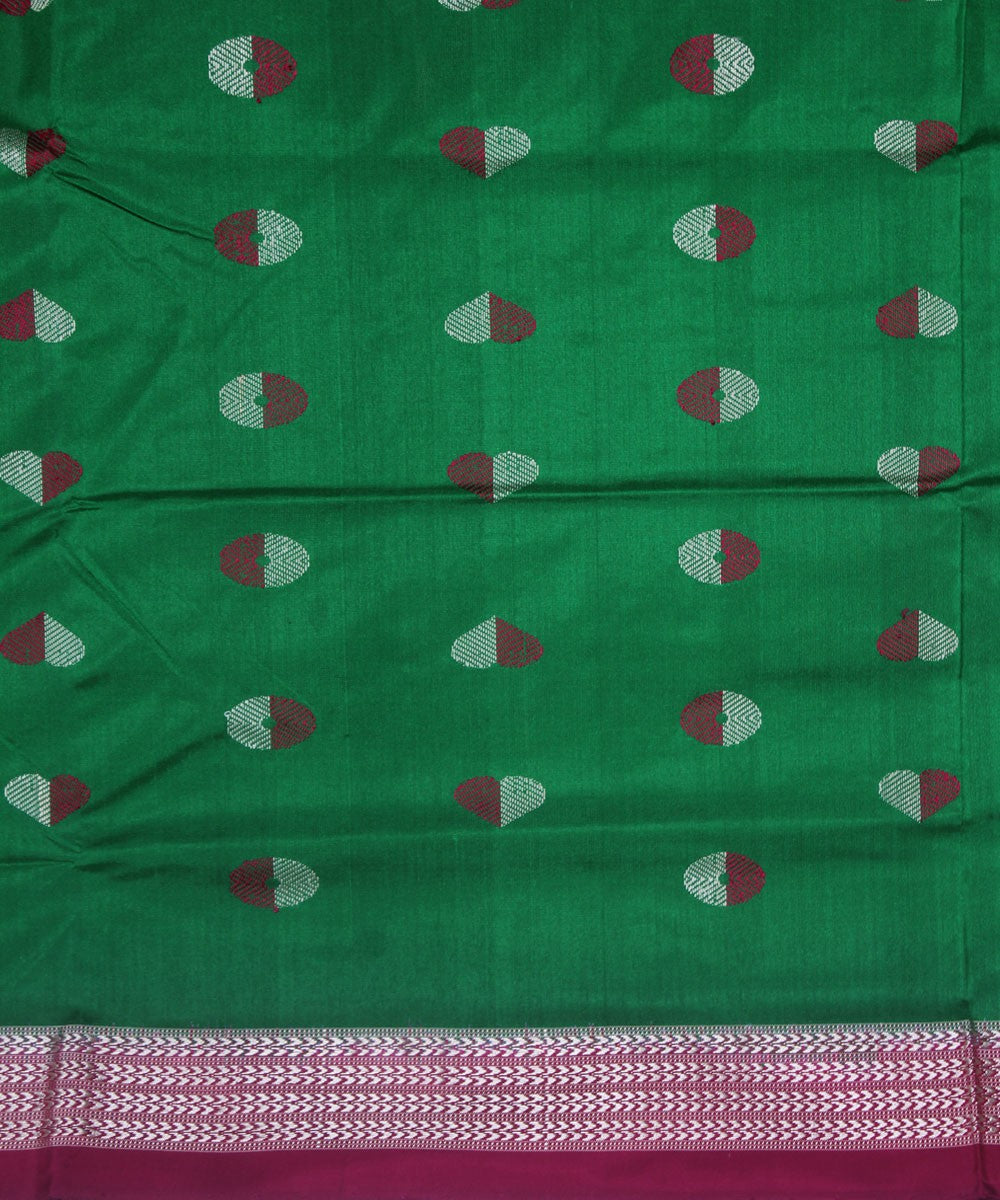 Green Pink Handloom Bomkai Silk Saree