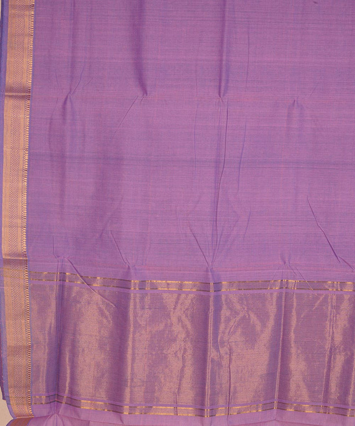 Light lavender gold border cotton handwoven mangalagiri saree