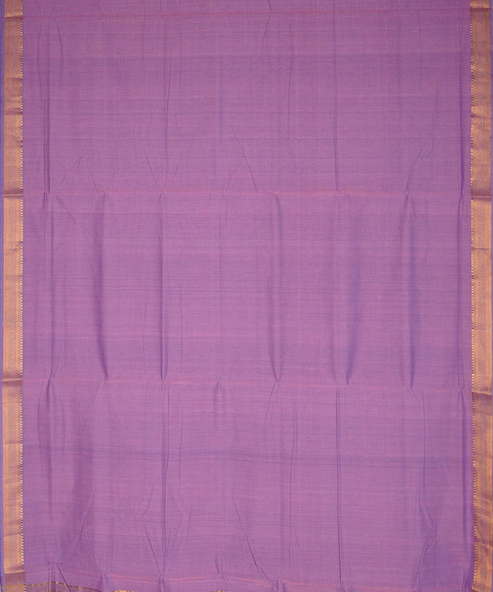 Light lavender gold border cotton handwoven mangalagiri saree